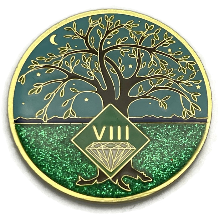 8 Year Tree of Life Specialty Tri-Plated NA Recovery Medallion - Eight Year Chip/Coin