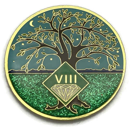 8 Year Tree of Life Specialty Tri-Plated NA Recovery Medallion - Eight Year Chip/Coin