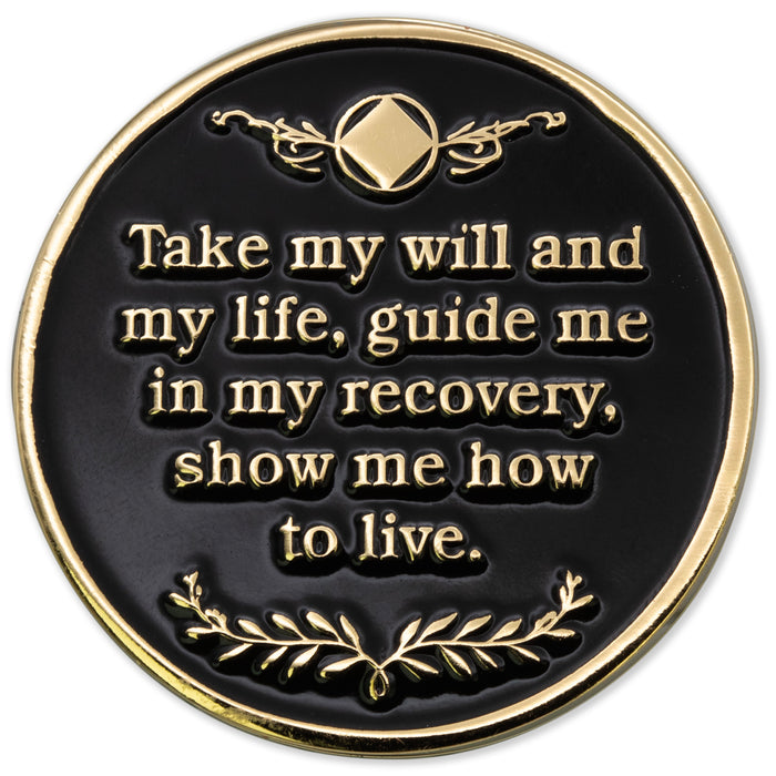 9 Year Sobriety Mint Twisted Tree of Life Gold Plated NA Recovery Medallion - Nine Year Chip/Coin - Black