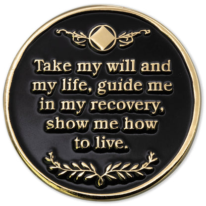 9 Year Sobriety Mint Twisted Tree of Life Gold Plated NA Recovery Medallion - Nine Year Chip/Coin - Black