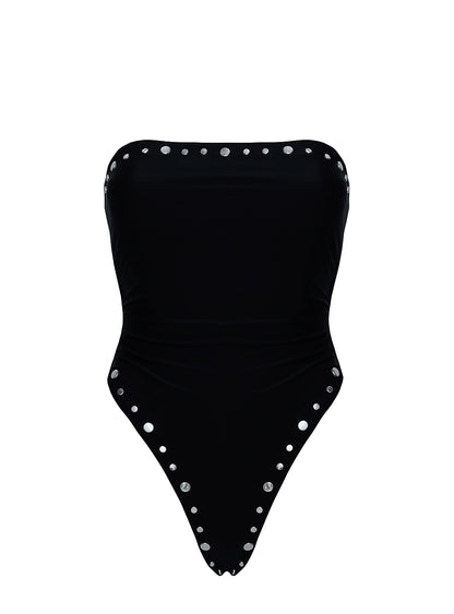 Alamia Strapless Studded One Piece Black