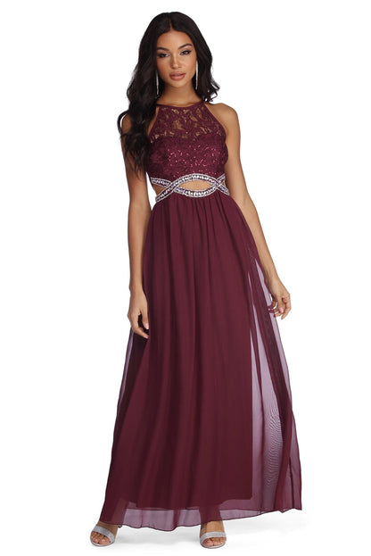Anya Formal Lace And Gemstone Dress