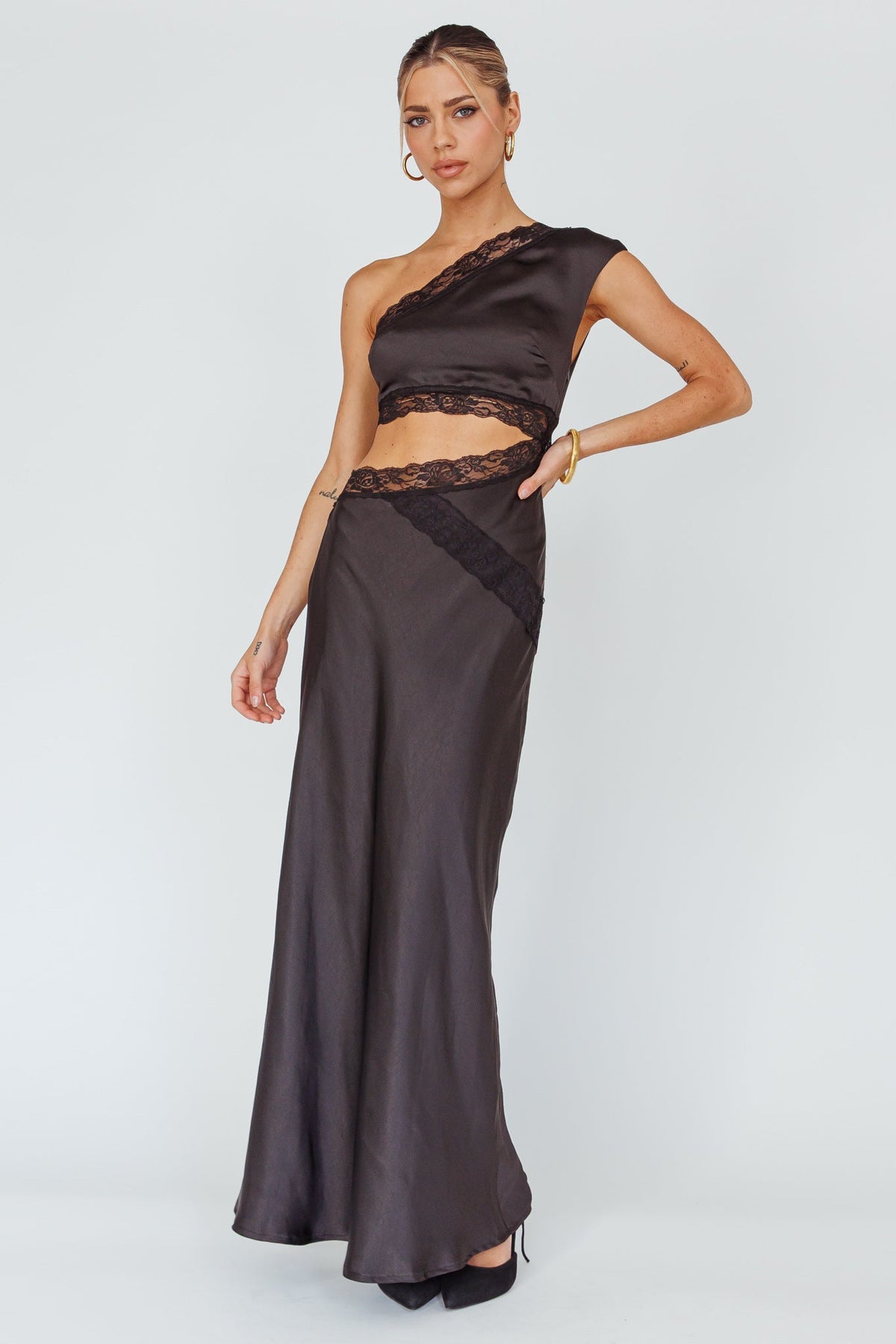 Mahli One-Shoulder Maxi Dress Black