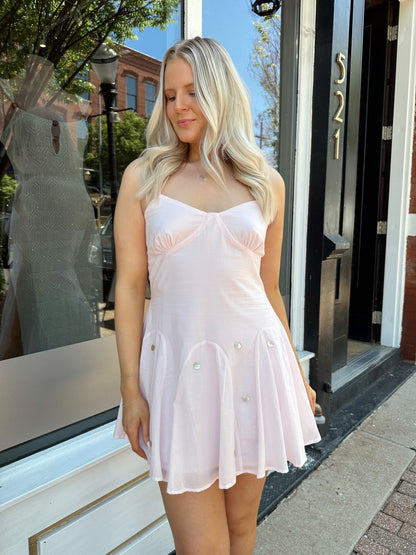 Callie Pink Linen Mini Dress