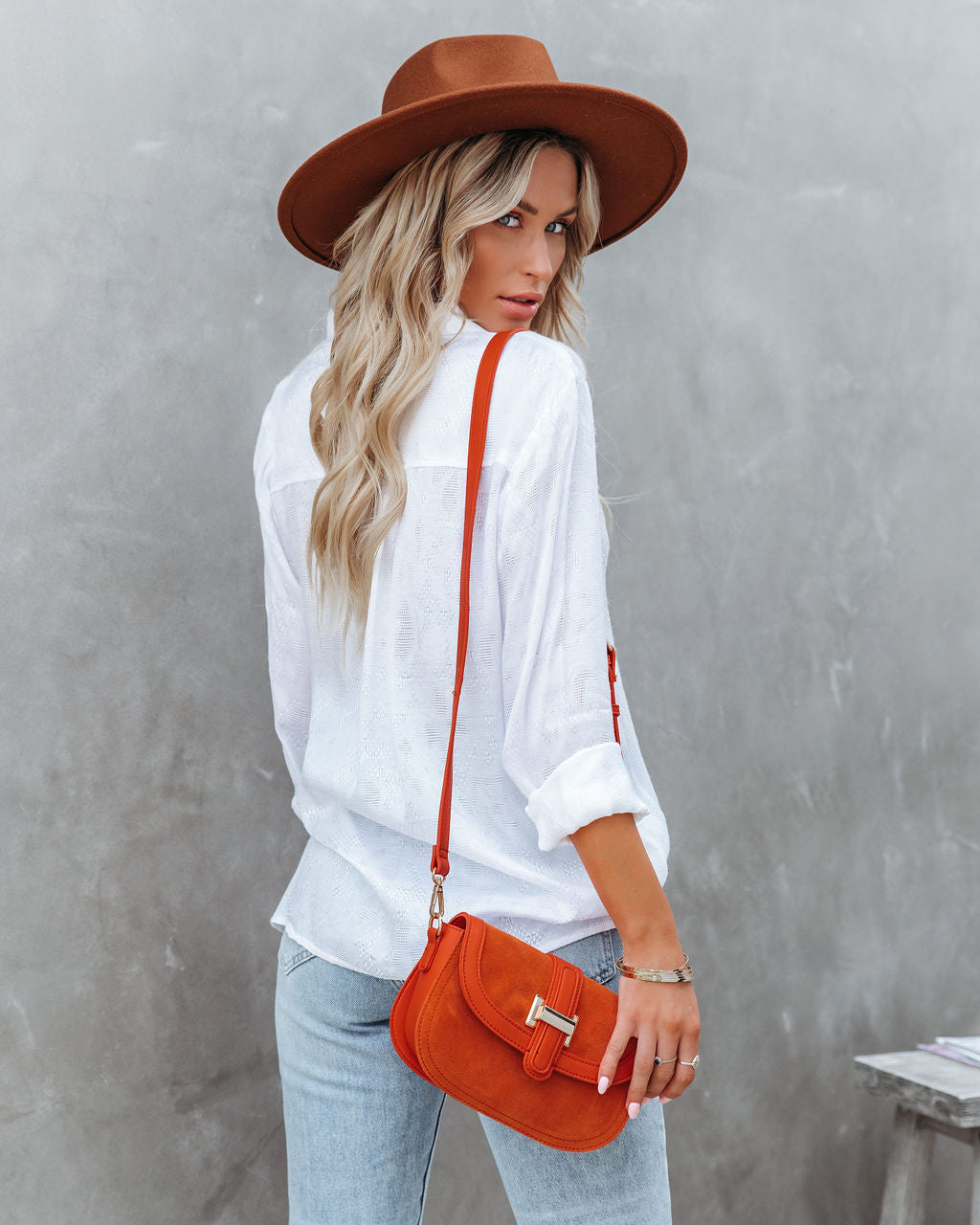 Farzana Textured Button Down Blouse - White