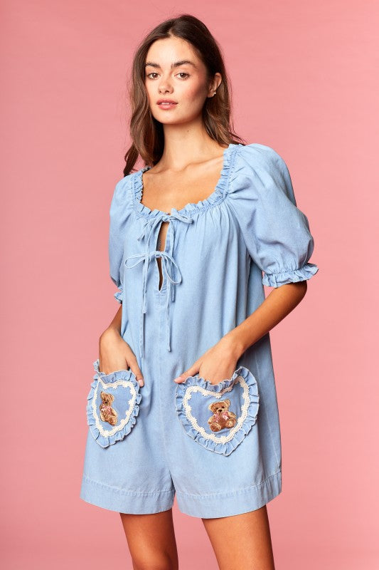 Denim Teddy Bear Romper🧸