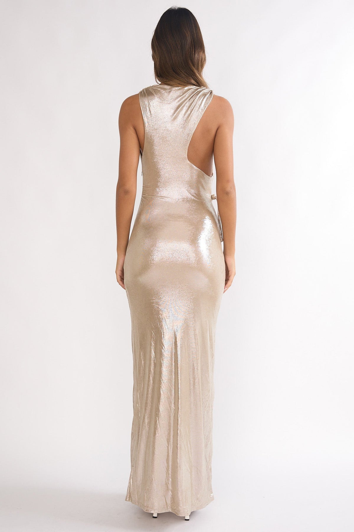 Lyrah Cowl Ruched Maxi Dress Champagne