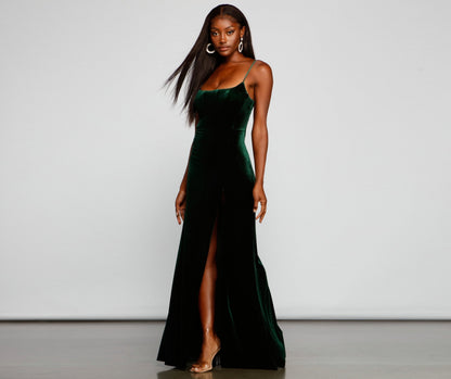 Liv Formal High Slit Velvet Dress