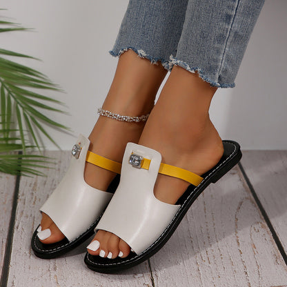 Casual Mixed Color Flat Slippers