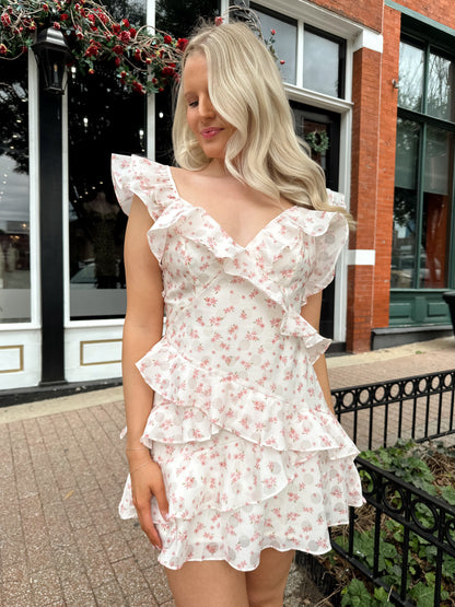 Penny Pink Floral Ruffle Mini Dress