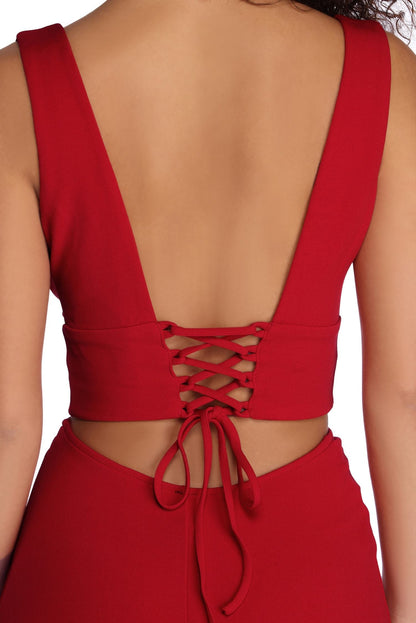 Roxanna Formal Lattice Two Piece Dress