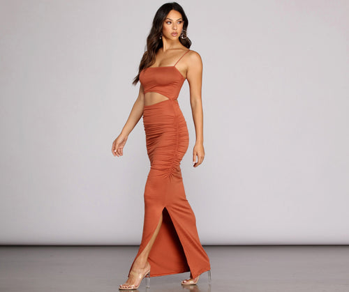Ruched To The Maxi Knit Dress