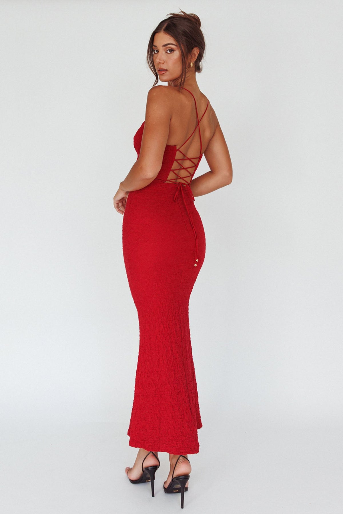 Nouveau U-Neckline Midi Dress Wine