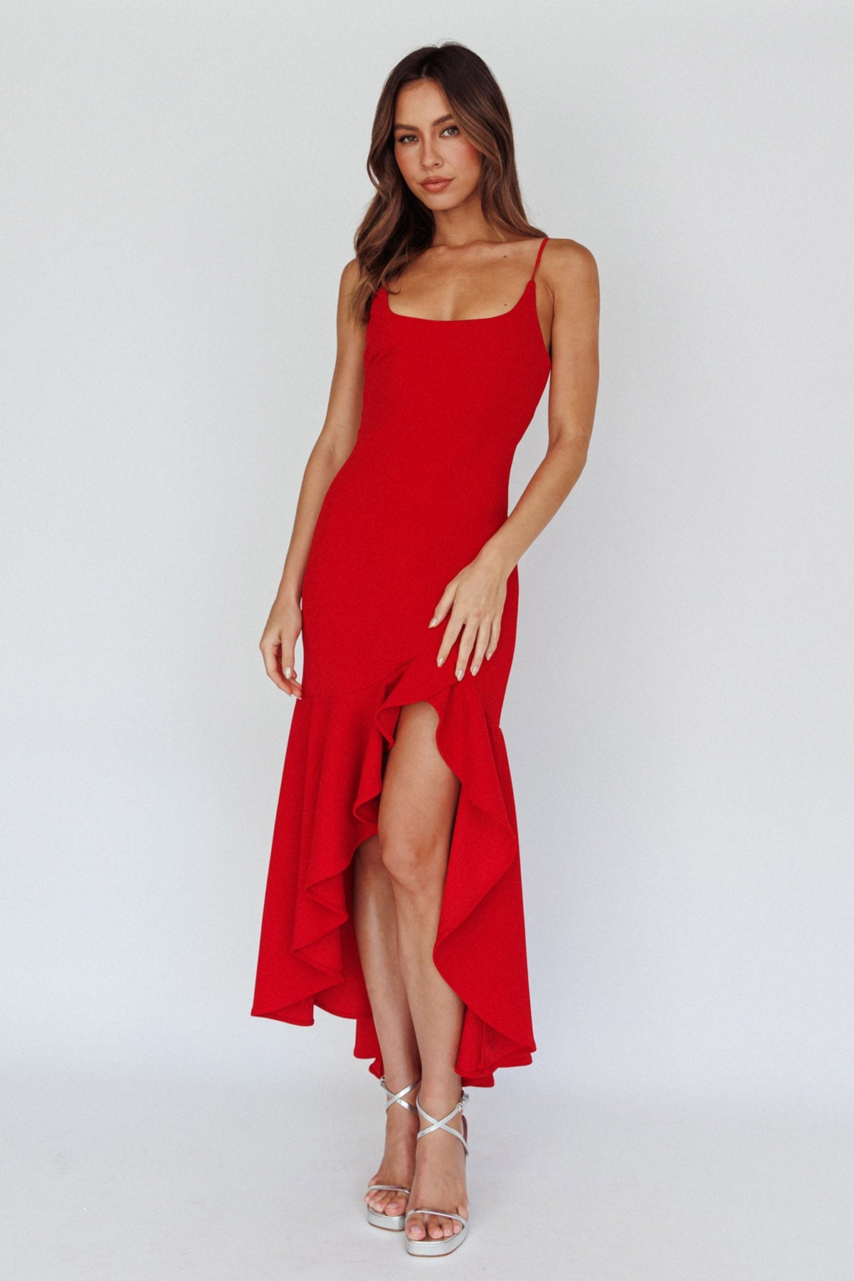 Emoji Asymmetrical Hemline Dress Red