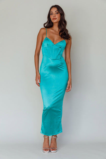 Seraya Lace-Up Back Dress Green