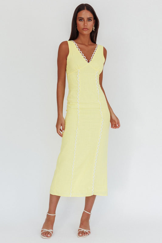 Chamberlain Scallop Trim V-Neck Maxi Dress Butter