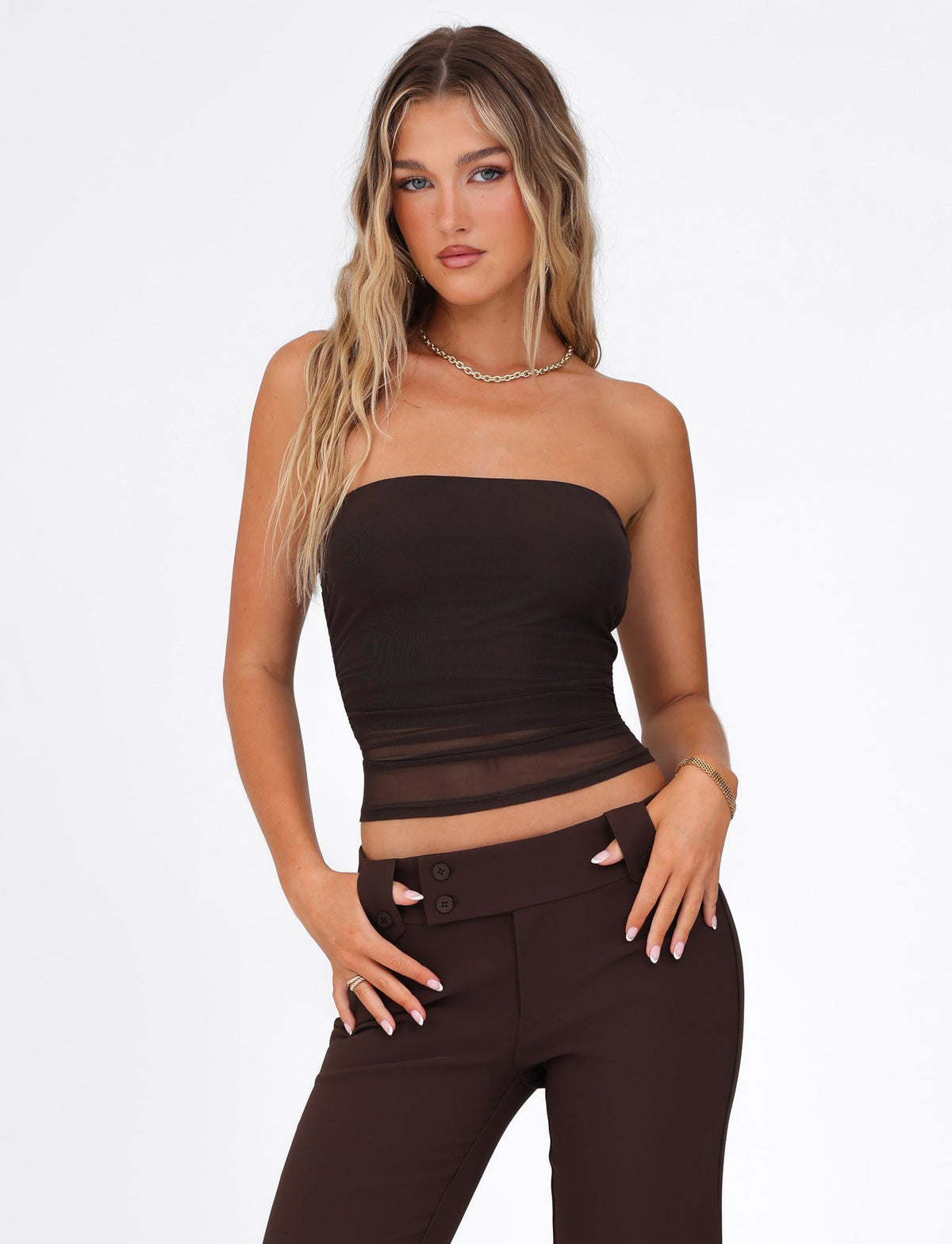 HARRIETT TUBE TOP - BROWN : CHOCOLATE