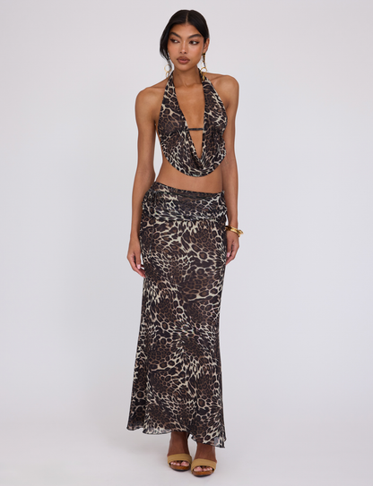 PEARL MAXI SKIRT - MULTI : LEOPARD