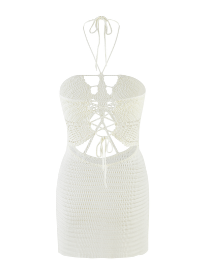 AZADI MINI DRESS - WHITE : CREAM : WHITE