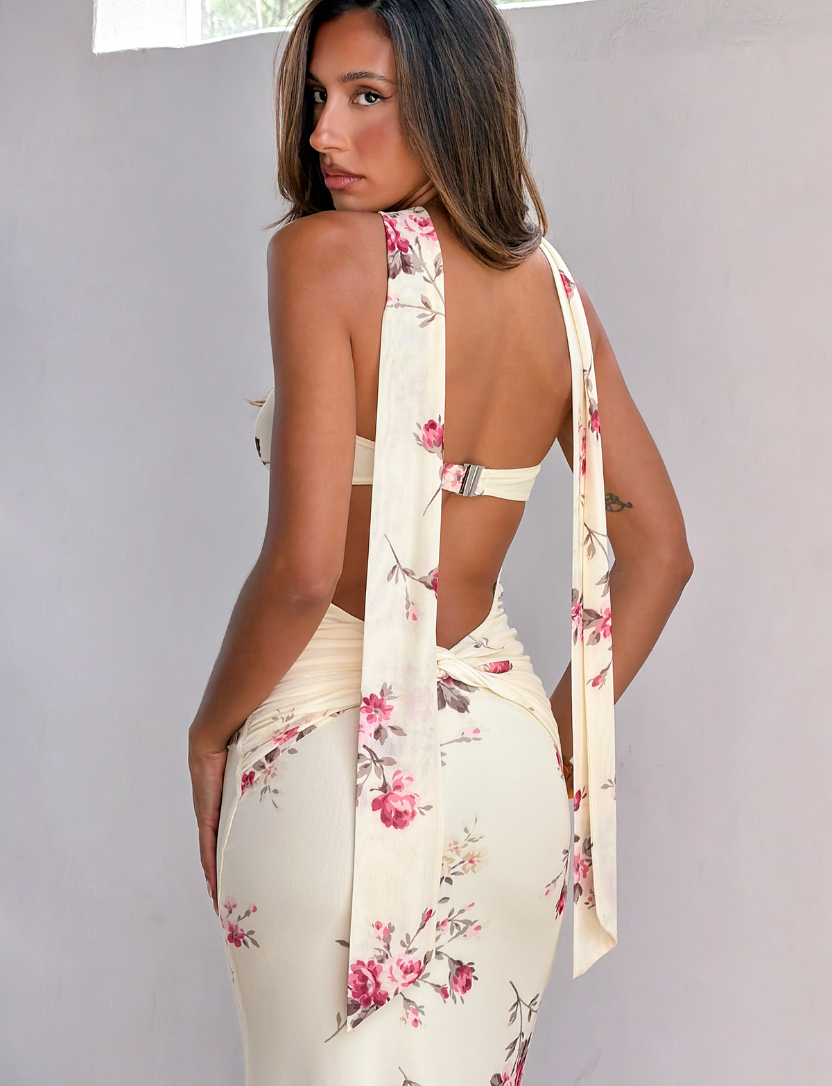 DANIELA SCARF DRESS - YELLOW FLORAL
