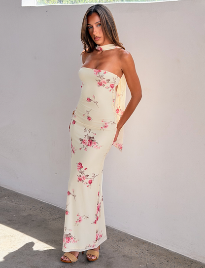 DANIELA SCARF DRESS - YELLOW FLORAL