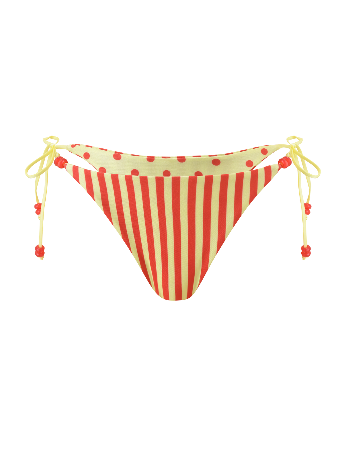 FINLEA REVERSIBLE BIKINI BOTTOM - RED YELLOW DOT AND STRIPE