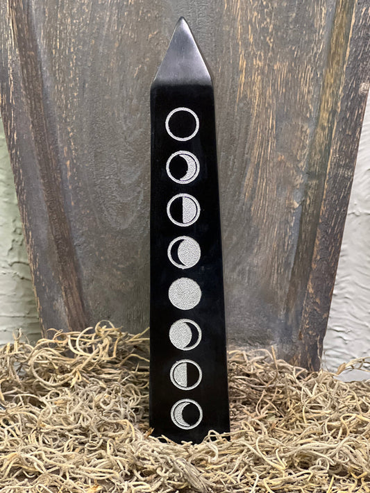 Black Soapstone Tower w/ Moon Phases
