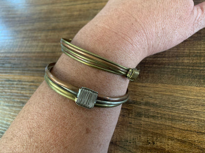 Bracelet - 3 Toned Knot Bangle Adjustable