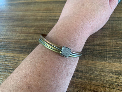 Bracelet - 3 Toned Knot Bangle Adjustable