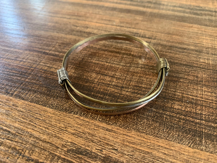 Bracelet - 3 Toned Knot Bangle Adjustable