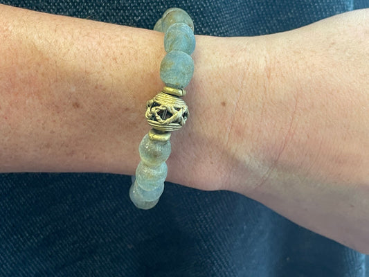 Bracelet - boho glass w/ brass bead MORE COLORS