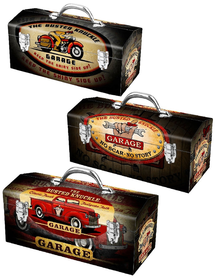 ❤️ BUSTED KNUCKLE GARAGE 16" Steel Toolbox *CHOOSE: Motorcycle, Truck or No Scar