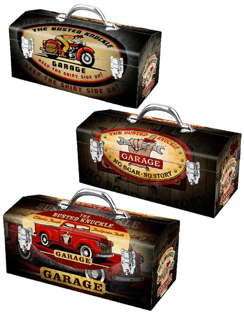 ❤️ BUSTED KNUCKLE GARAGE 16" Steel Toolbox *CHOOSE: Motorcycle, Truck or No Scar