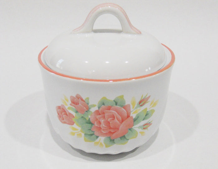 Corelle Coordinates ELEGANT ROSE Pink Floral SUGAR BOWL & LID Stoneware China