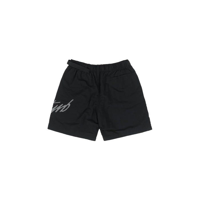 Cursive Nylon Shorts in Black - Four Street