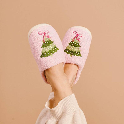 Fuzzy Slippers - Twinkling Trees