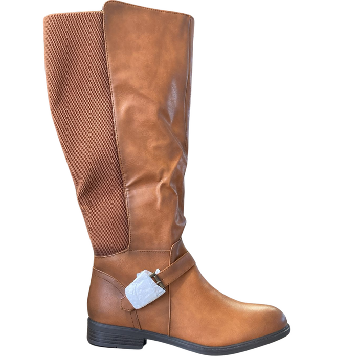 De Blossom Collection Women's Brown Pita Wide Calf Boots