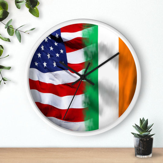 Distressed American Irish Flag Wall Clock