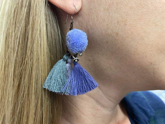 Earrings - pom, tassel & silver