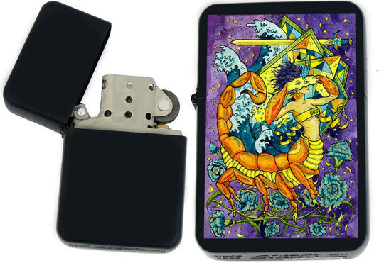 GIFTS INFINITY - Birthday Zodiac Signs Windproof Lighters - Black Matt (Scorpio 1)