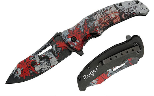 GIFTS INFINITY - Customized Engraved Pocket Folding Knife – 1 Piece (Saw Skull)