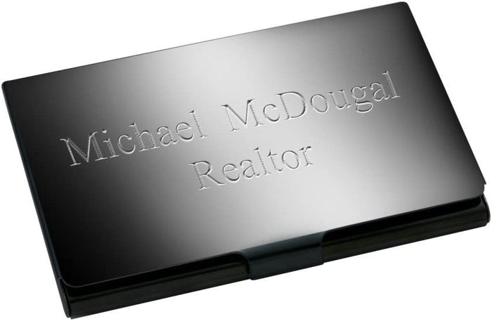 GIFTS INFINITY - Personalized Ice Black Gun Metal Stainless Steel Business Card Holder