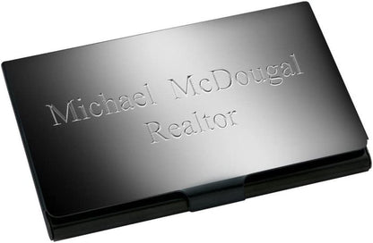 GIFTS INFINITY - Personalized Ice Black Gun Metal Stainless Steel Business Card Holder