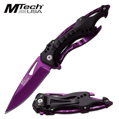 GIFTS INFINITY 4.5" Closed Personalized Engraved Folding Pocket Knife, Purple Stainless Steel Tactical Blade Knife with Black Handle