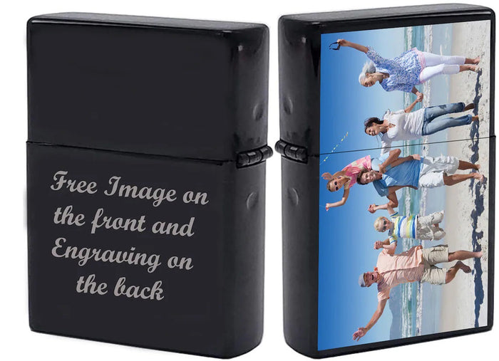 GIFTS INFINITY Custom Black Ice Tone Lighter Case with Photo, Personalized Image Birthday Gift for Husband Father Boyfriend