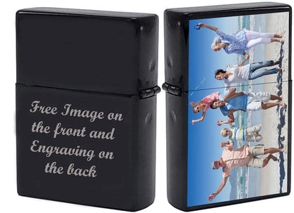 GIFTS INFINITY Custom Black Ice Tone Lighter Case with Photo, Personalized Image Birthday Gift for Husband Father Boyfriend