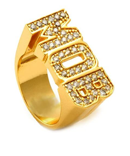 Gifts Infinity Gold/Silver Tone Cz Stones Mob Money Over Bitches Hip Hop Iced Flooded Out Ring