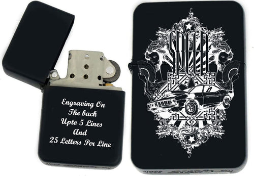 GIFTS INFINITY-Personalized Bikers Motor Cycle Speed Racers Lighters -Black Matt (MC-2)