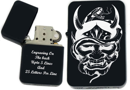 GIFTS INFINITY-Personalized Japanese Mask Oni Demon Kabuki Lighters–Black Matt(S-13)