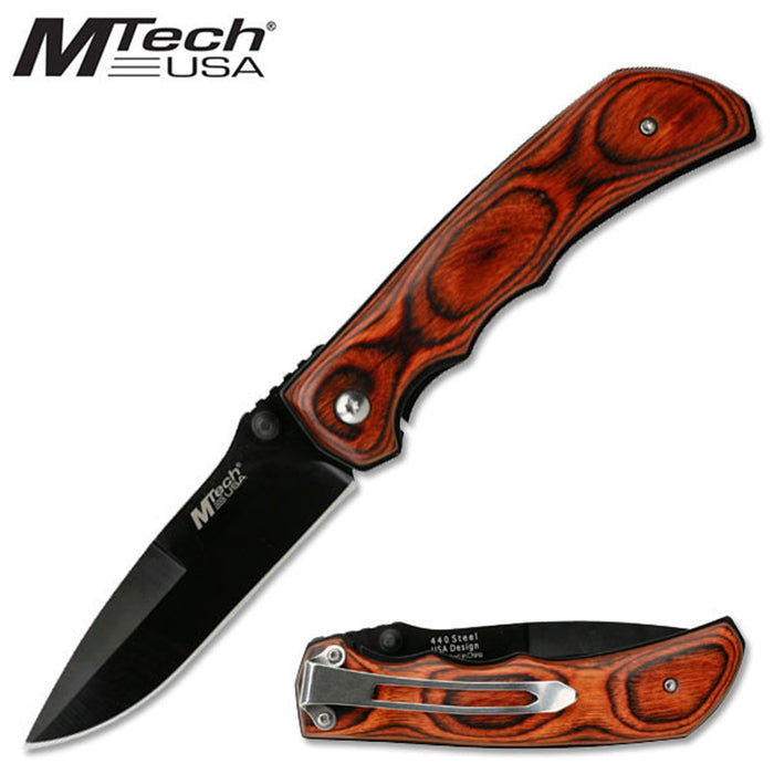 GIFTS INFINITY Personalized Laser Engraved 4.5" Closed Folding Knife, Black Stainless Steel Blade With Brown Wooden Handle